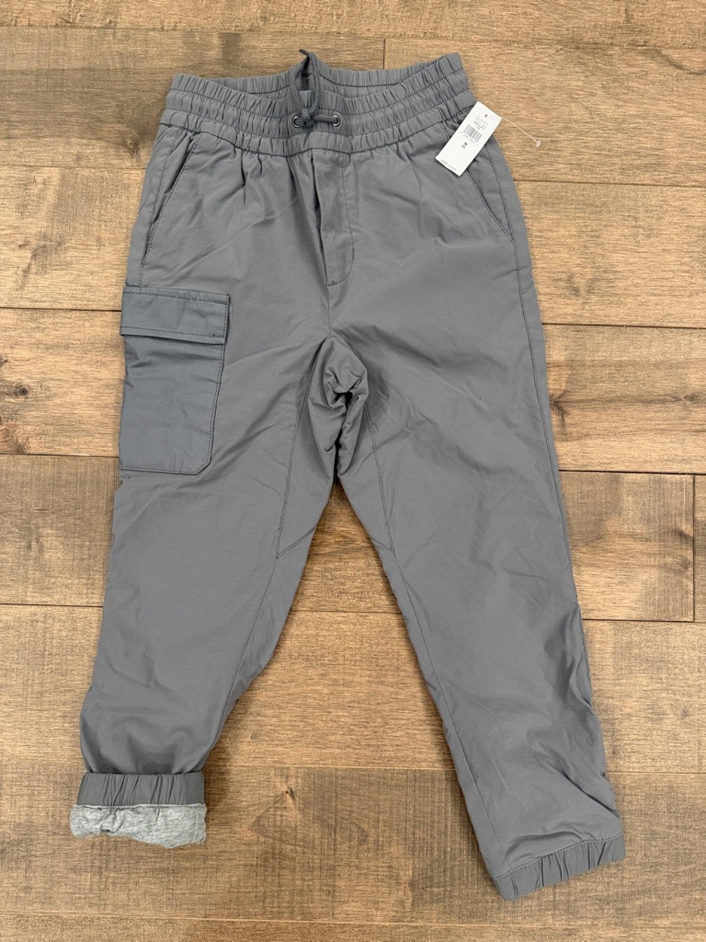 New With Tags Gray Elastic Waist Lined Cargo Joggers